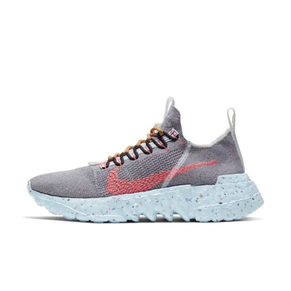 Nike Space Hippie 01 VAST GREY HYPER CRIMSON fly knit boost run shoe sneaker 8.5 - Picture 2 of 9